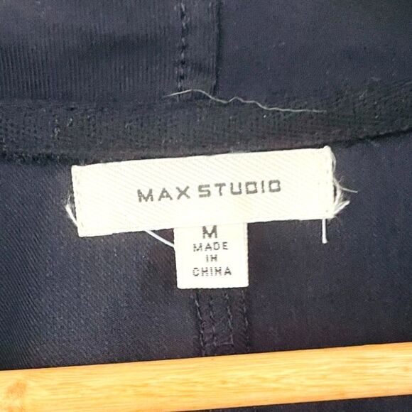 Max Studio Women's Size M Navy Blue Open Front Cardigan Long Sleeve Pockets - Picture 4 of 8